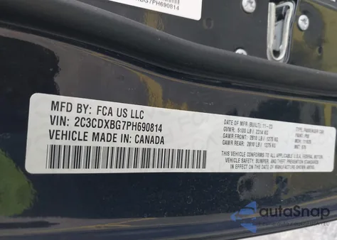 2023 Dodge Charger Sxt z USA, uszkodzony, nr VIN 2C3CDXBG7PH690814